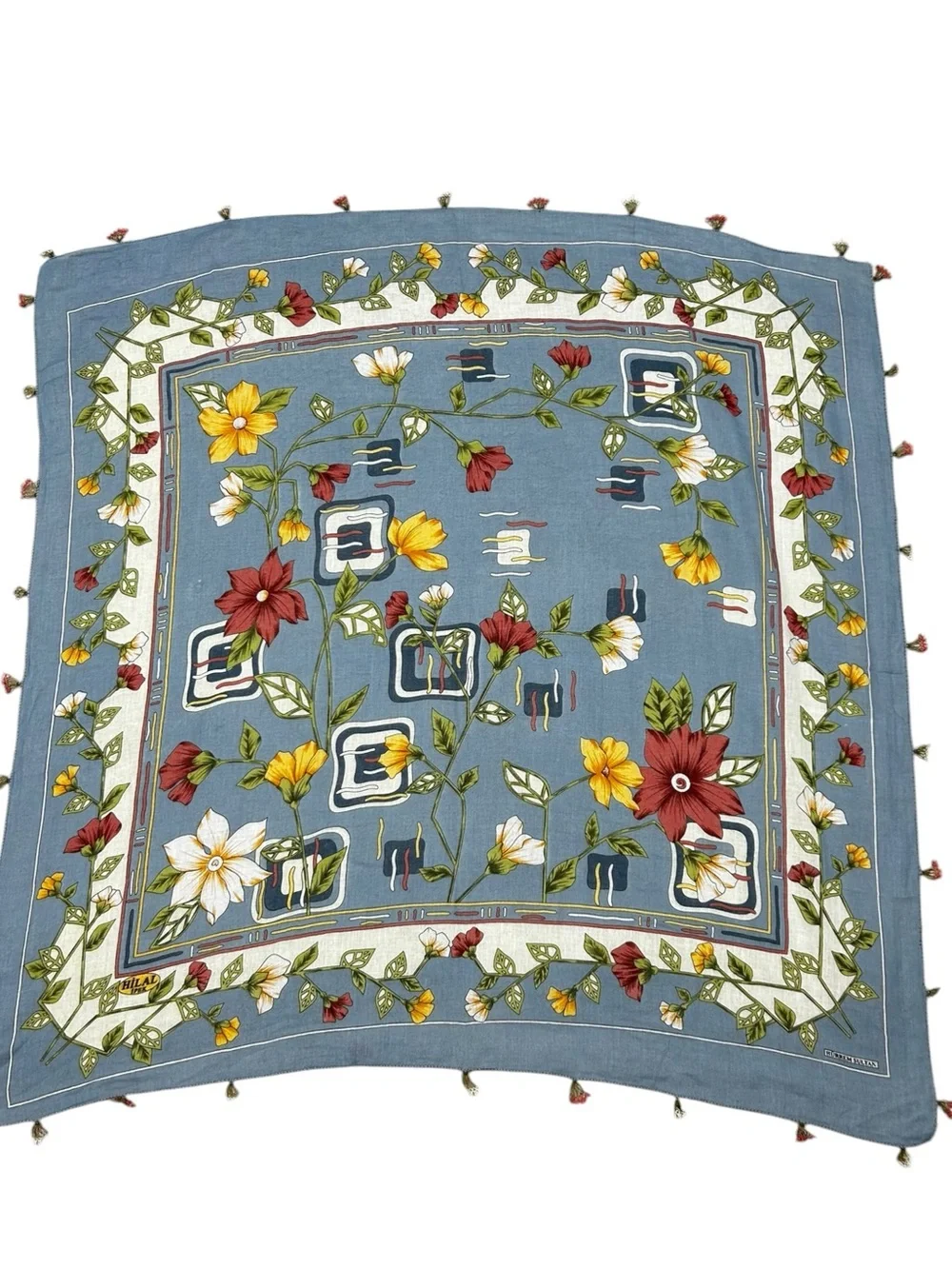 Hürrem Sultan Turkish Floral Head Scarf Oya Lace Trim Cotton Blend 37x36